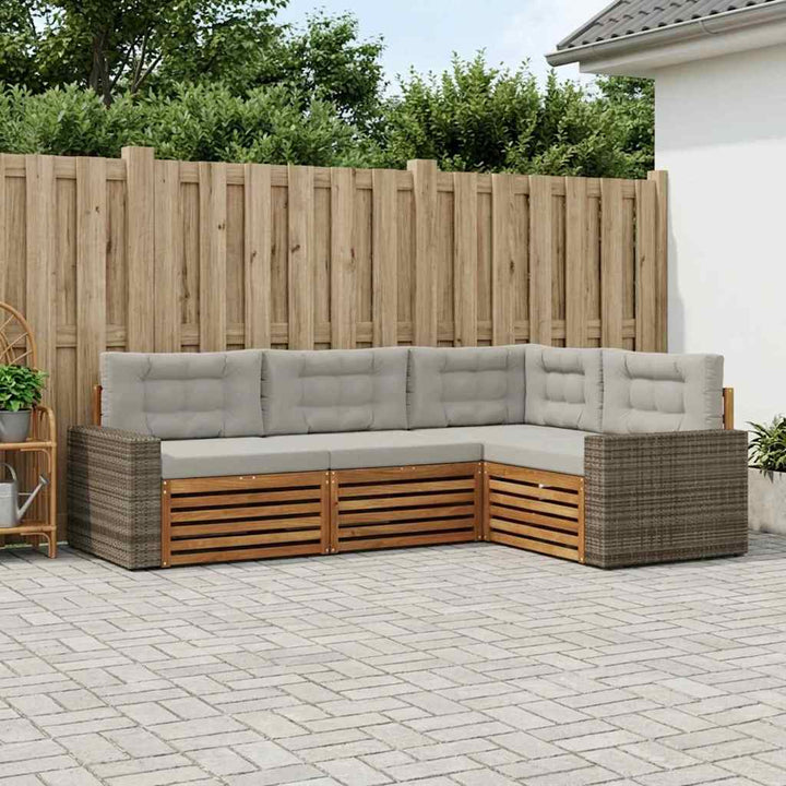 Udendørs sofagruppe 4 pcs Naturfarvet og lysegrå