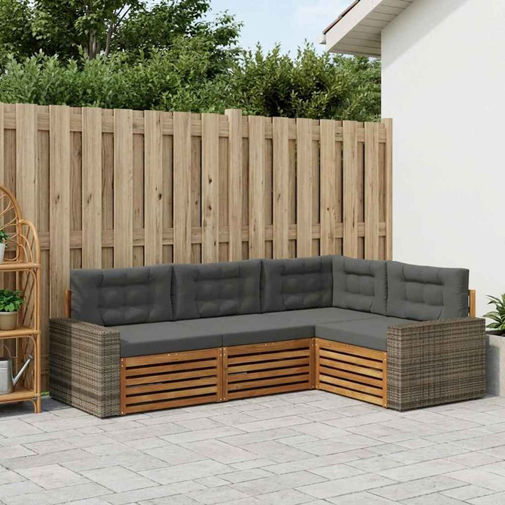 Udendørs sofagruppe 4 pcs Naturlig og Antracit