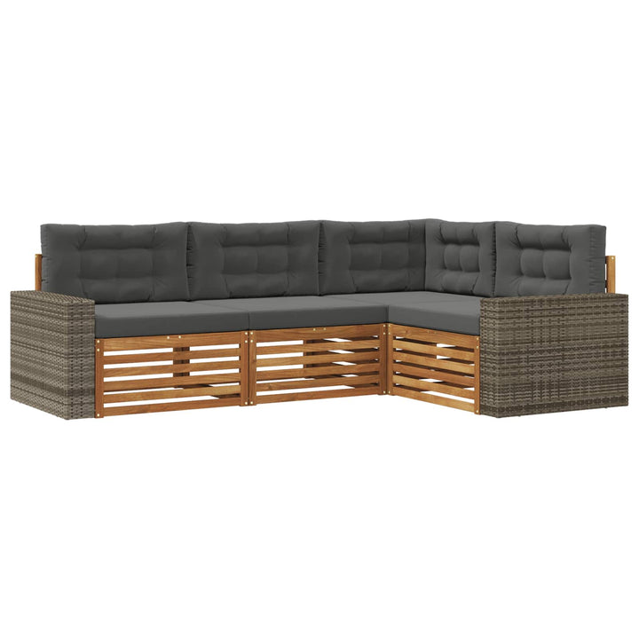 Udendørs sofagruppe 4 pcs Naturlig og Antracit