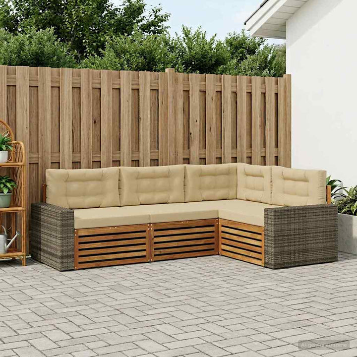 Udendørs sofagruppe 4 pcs Naturlig og Beige