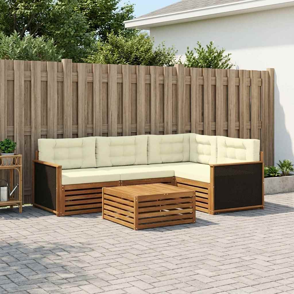 Udendørs sofagruppe 5 pcs Naturlig og Fløde 79 x 79 x 37 cm