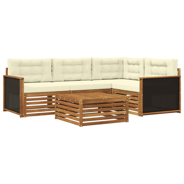 Udendørs sofagruppe 5 pcs Naturlig og Fløde 79 x 79 x 37 cm
