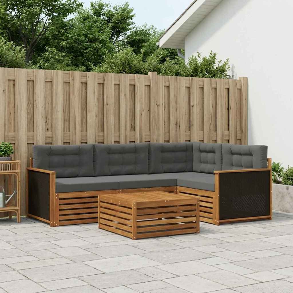 Udendørs sofagruppe 5 pcs Naturlig og Antracit 79 x 79 x 37 cm