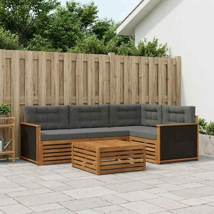 Udendørs sofagruppe 5 pcs Naturlig og Antracit 79 x 79 x 37 cm