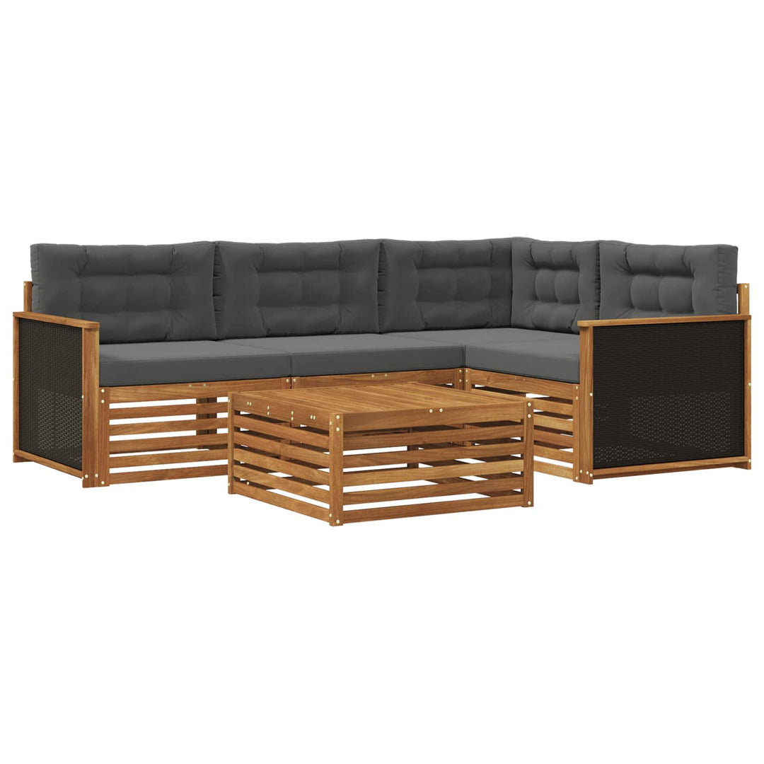 Udendørs sofagruppe 5 pcs Naturlig og Antracit 79 x 79 x 37 cm