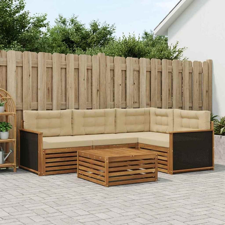 Udendørs sofagruppe 5 pcs Naturlig og Beige 79 x 79 x 37 cm
