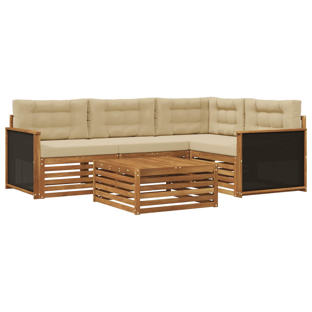 Udendørs sofagruppe 5 pcs Naturlig og Beige 79 x 79 x 37 cm