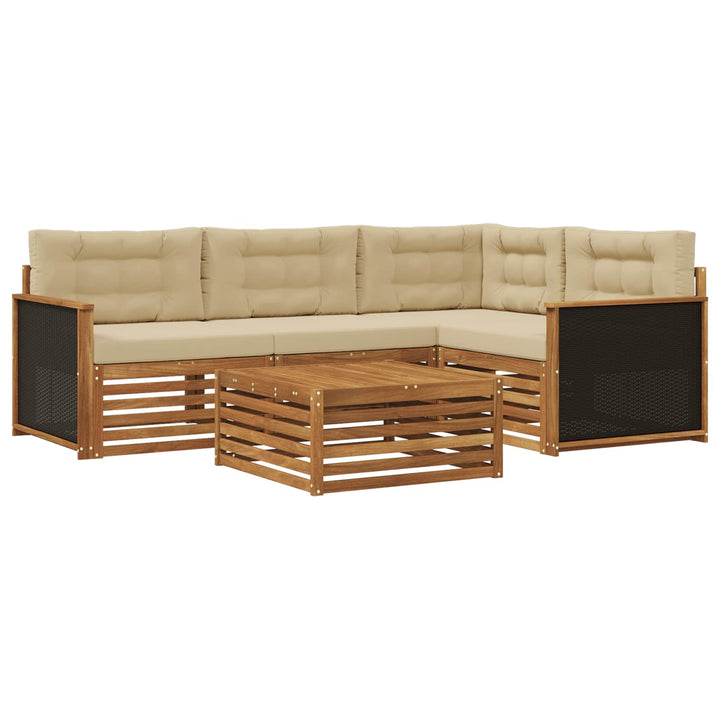 Udendørs sofagruppe 5 pcs Naturlig og Beige 79 x 79 x 37 cm