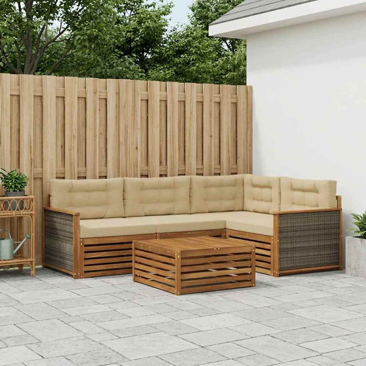 Udendørs sofagruppe med pude 5 pcs Naturlig og Beige