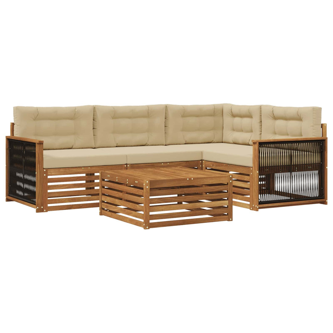 Udendørs sofagruppe med pude 5 pcs Naturlig og Beige