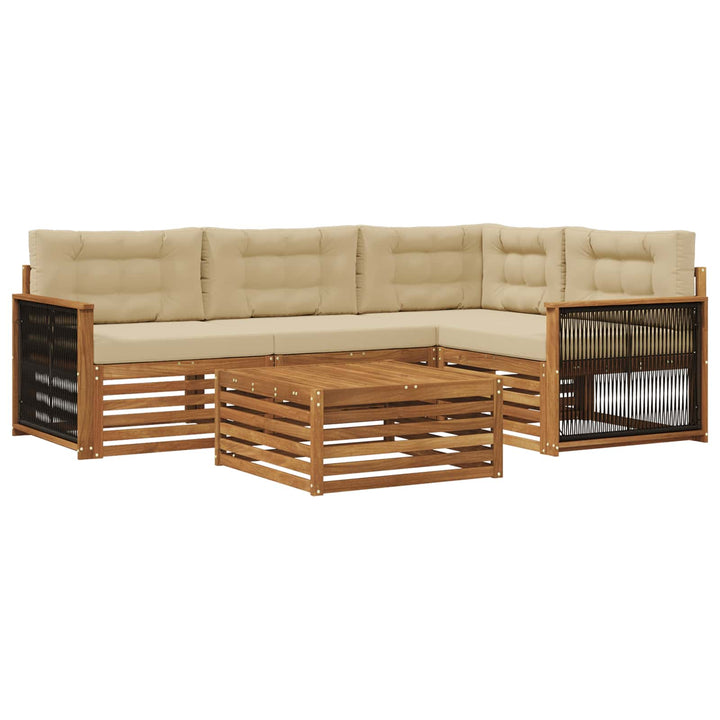 Udendørs sofagruppe med pude 5 pcs Naturlig og Beige