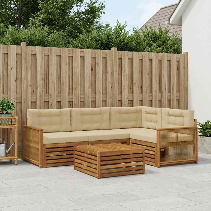 Udendørs sofagruppe med pude 5 pcs Naturlig og Beige
