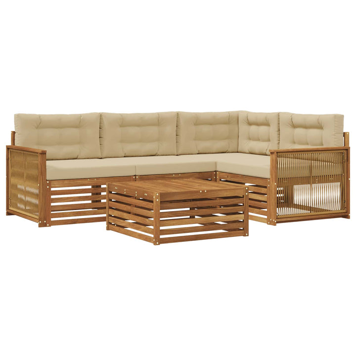 Udendørs sofagruppe med pude 5 pcs Naturlig og Beige