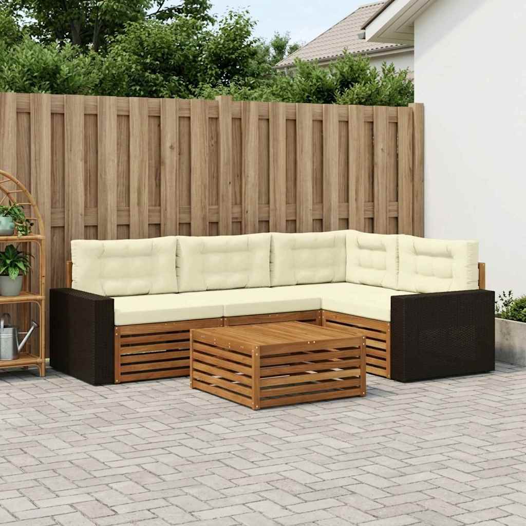 Udendørs sofagruppe 5 pcs Naturlig og Fløde 79 x 79 x 37 cm