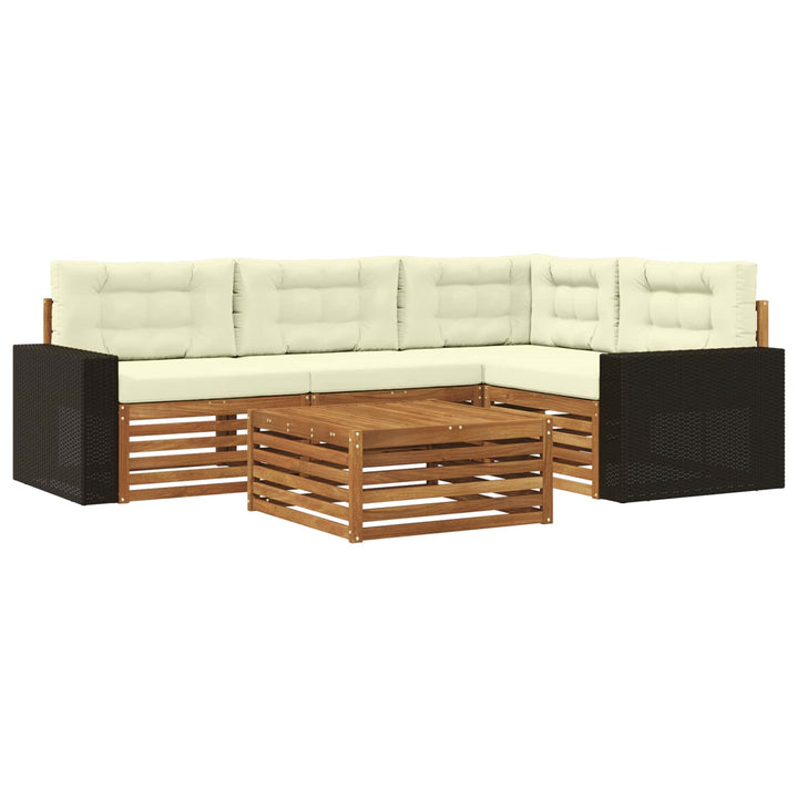 Udendørs sofagruppe 5 pcs Naturlig og Fløde 79 x 79 x 37 cm