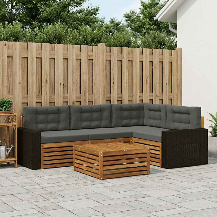 Udendørs sofagruppe 5 pcs Naturlig og Antracit 79 x 79 x 37 cm