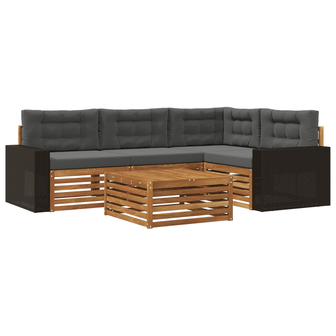 Udendørs sofagruppe 5 pcs Naturlig og Antracit 79 x 79 x 37 cm