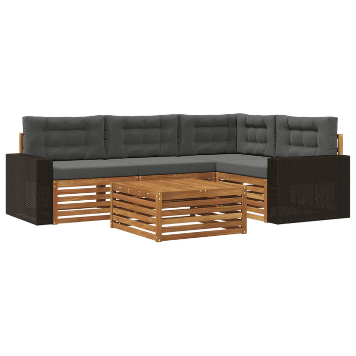 Udendørs sofagruppe 5 pcs Naturlig og Antracit 79 x 79 x 37 cm