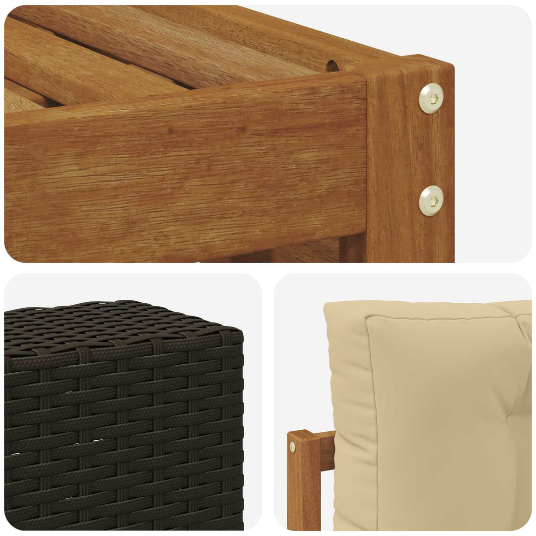Udendørs sofagruppe 5 pcs Naturlig og Beige 79 x 79 x 37 cm