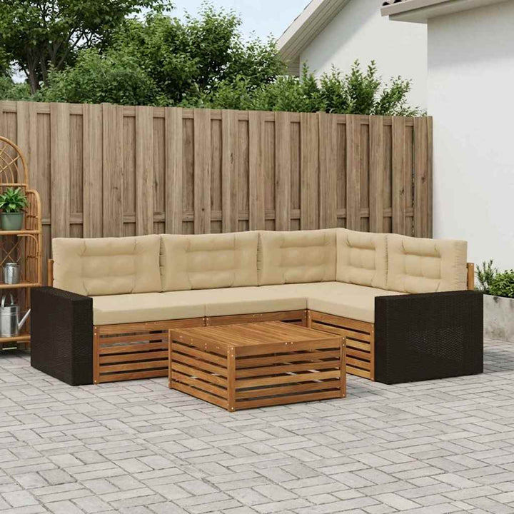 Udendørs sofagruppe 5 pcs Naturlig og Beige 79 x 79 x 37 cm