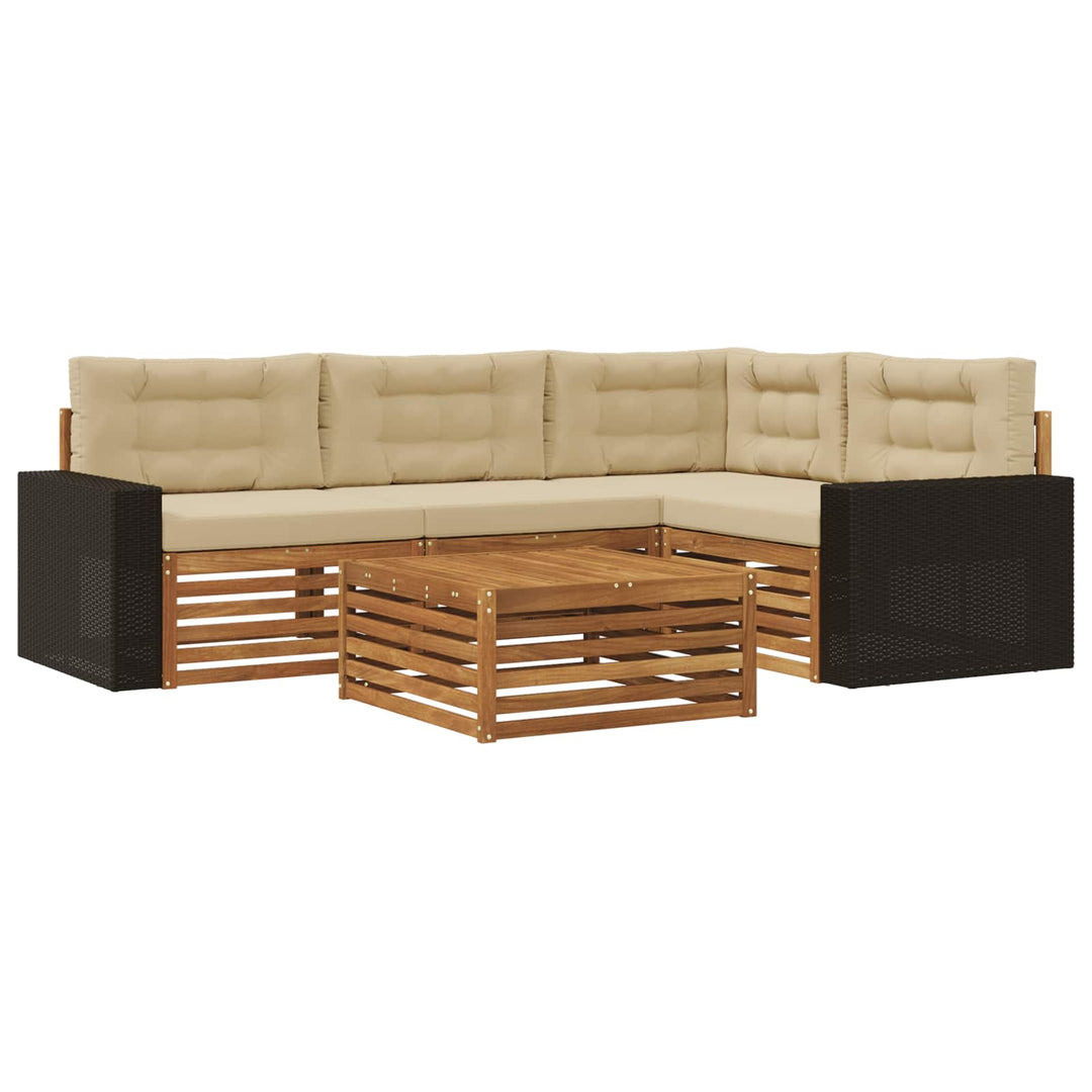 Udendørs sofagruppe 5 pcs Naturlig og Beige 79 x 79 x 37 cm