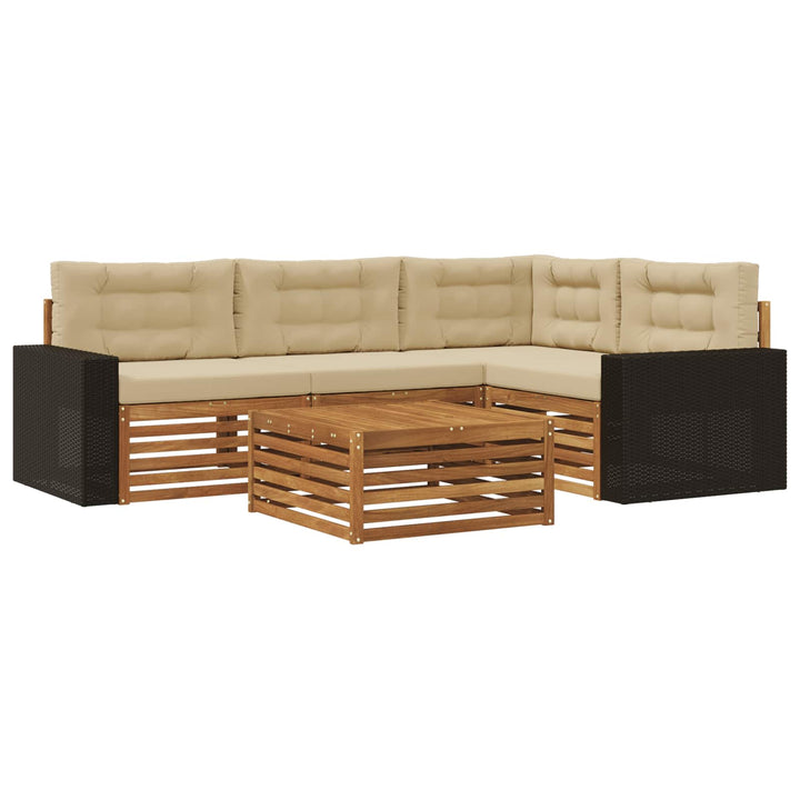 Udendørs sofagruppe 5 pcs Naturlig og Beige 79 x 79 x 37 cm