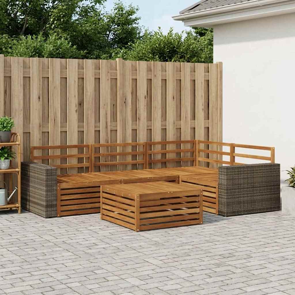 Udendørs sofagruppe 5 pcs Naturfarvet 79 x 79 x 37 cm