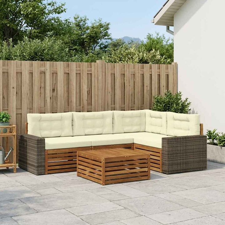 Udendørs sofagruppe 5 pcs Naturlig og Fløde 79 x 79 x 37 cm