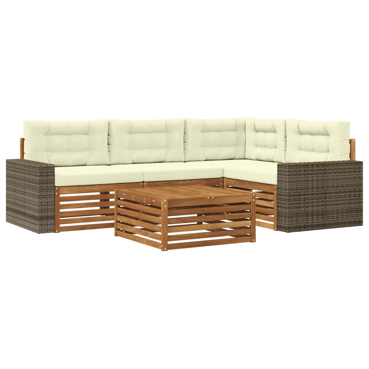Udendørs sofagruppe 5 pcs Naturlig og Fløde 79 x 79 x 37 cm