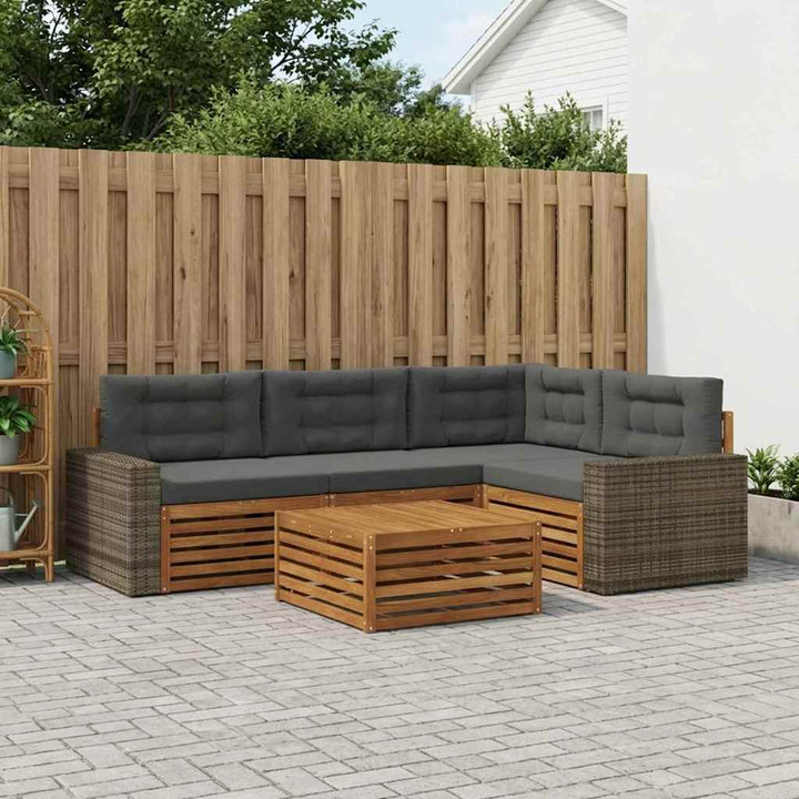 Udendørs sofagruppe 5 pcs Naturlig og Antracit 79 x 79 x 37 cm