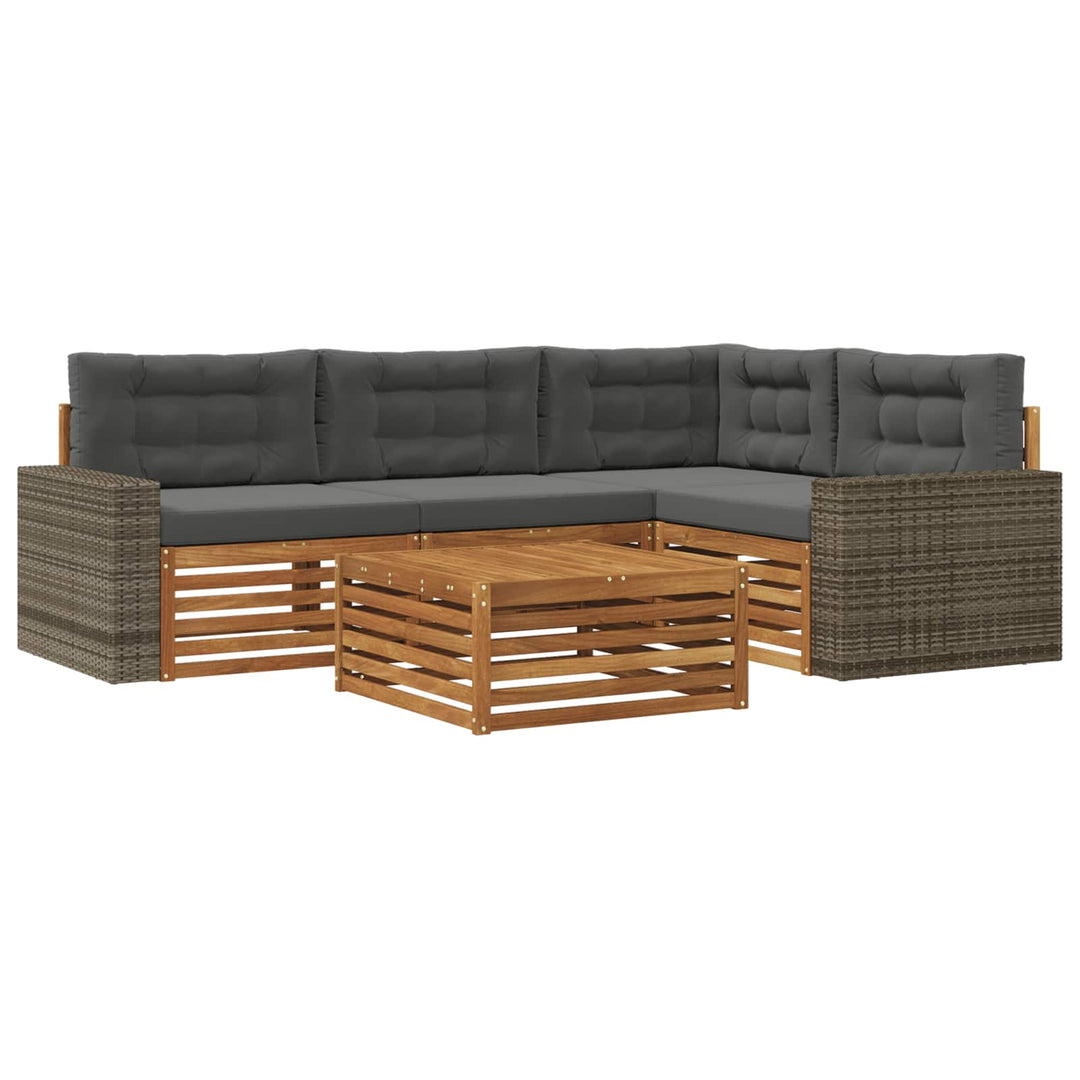 Udendørs sofagruppe 5 pcs Naturlig og Antracit 79 x 79 x 37 cm