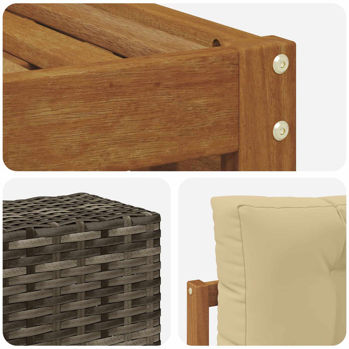Udendørs sofagruppe 5 pcs Naturlig og Beige 79 x 79 x 37 cm