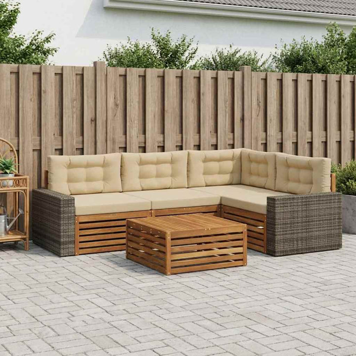 Udendørs sofagruppe 5 pcs Naturlig og Beige 79 x 79 x 37 cm