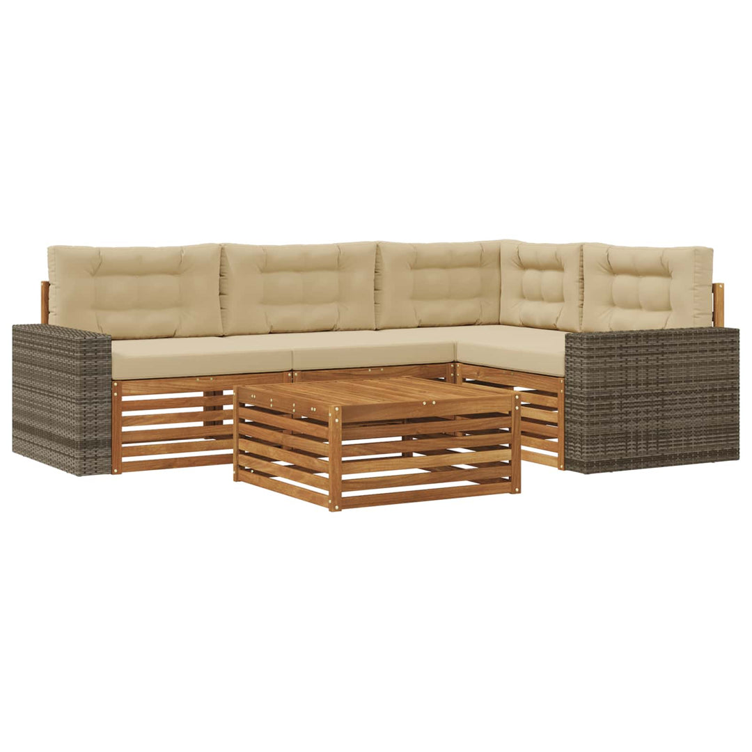 Udendørs sofagruppe 5 pcs Naturlig og Beige 79 x 79 x 37 cm