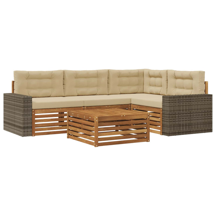 Udendørs sofagruppe 5 pcs Naturlig og Beige 79 x 79 x 37 cm