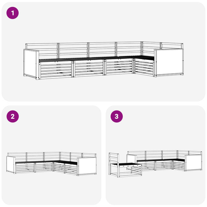 Udendørs sofagruppe 5 pcs Naturfarvet 323 x 164,5 x 73 cm