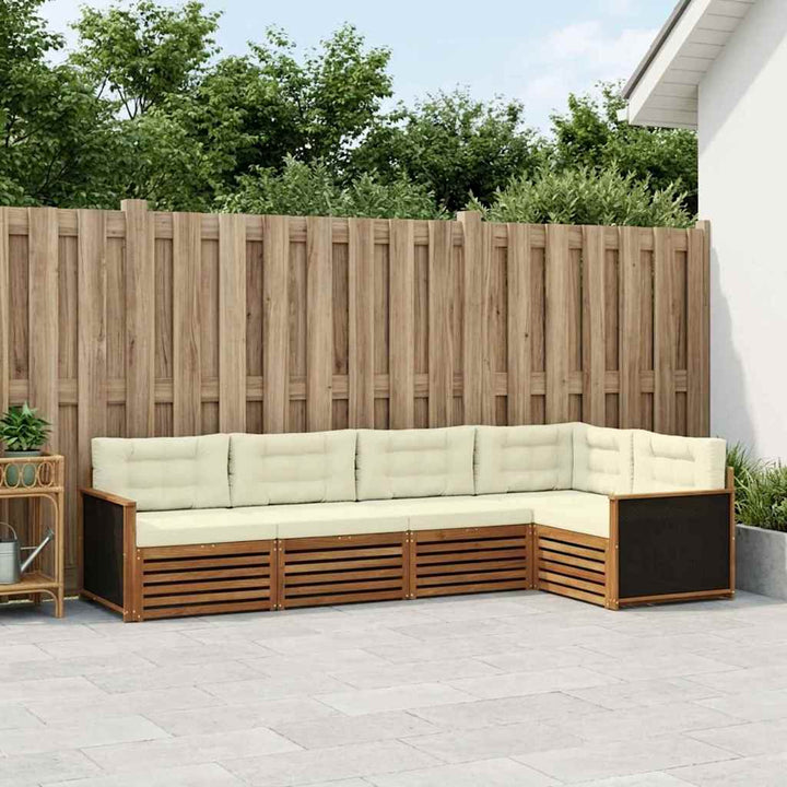 Udendørs sofagruppe 5 pcs Naturlig og Fløde 323 x 164,5 x 73 cm