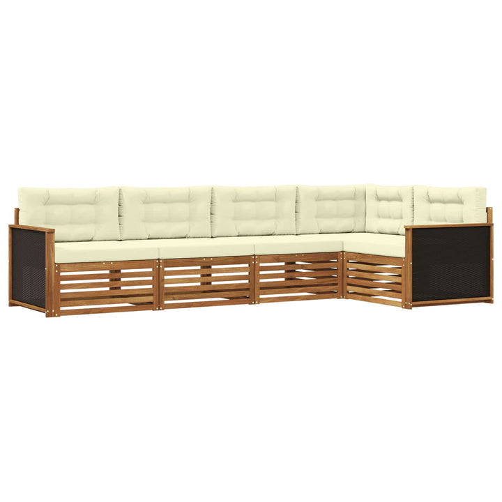 Udendørs sofagruppe 5 pcs Naturlig og Fløde 323 x 164,5 x 73 cm