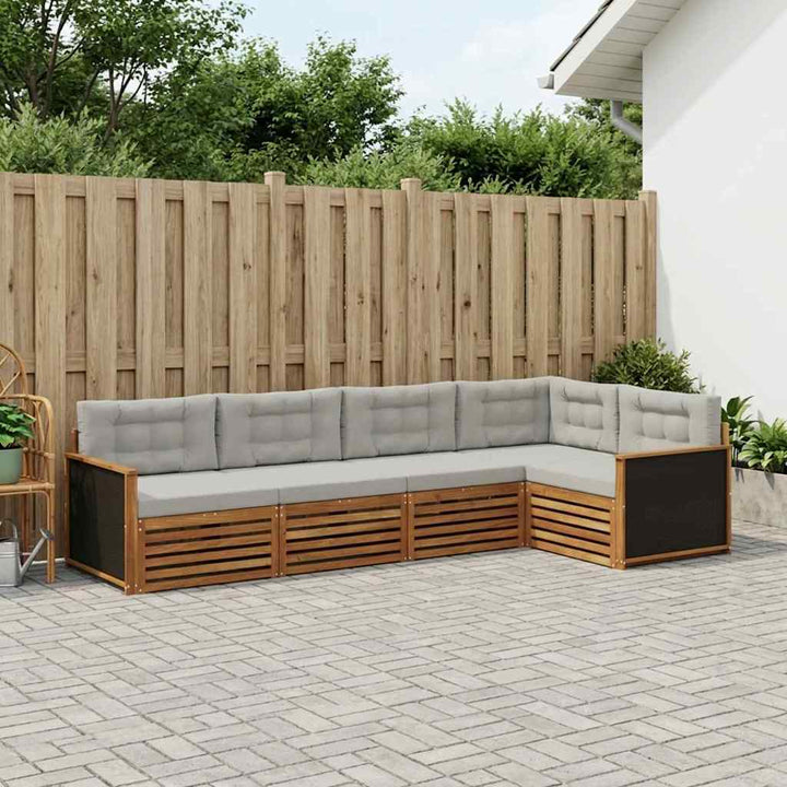 Udendørs sofagruppe 5 pcs Naturfarvet og lysegrå