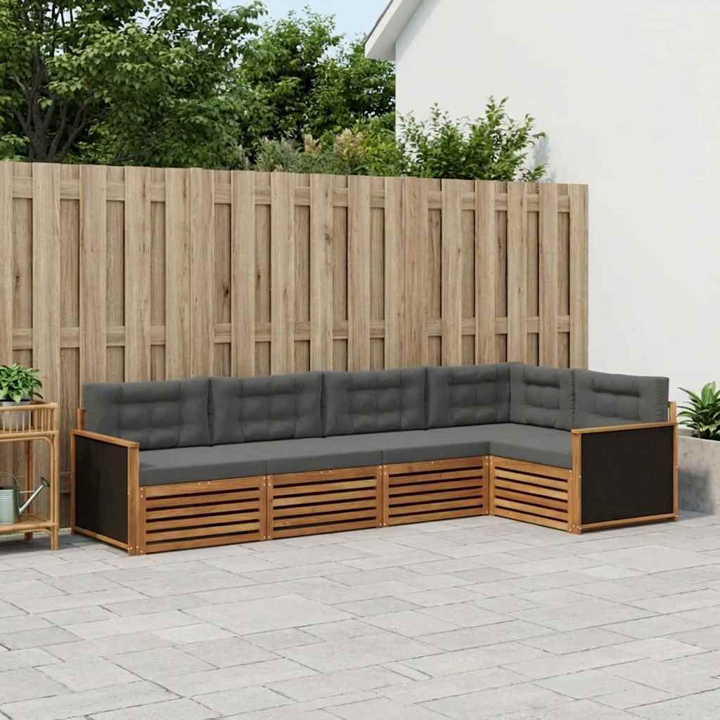 Udendørs sofagruppe 5 pcs Naturlig og Antracit