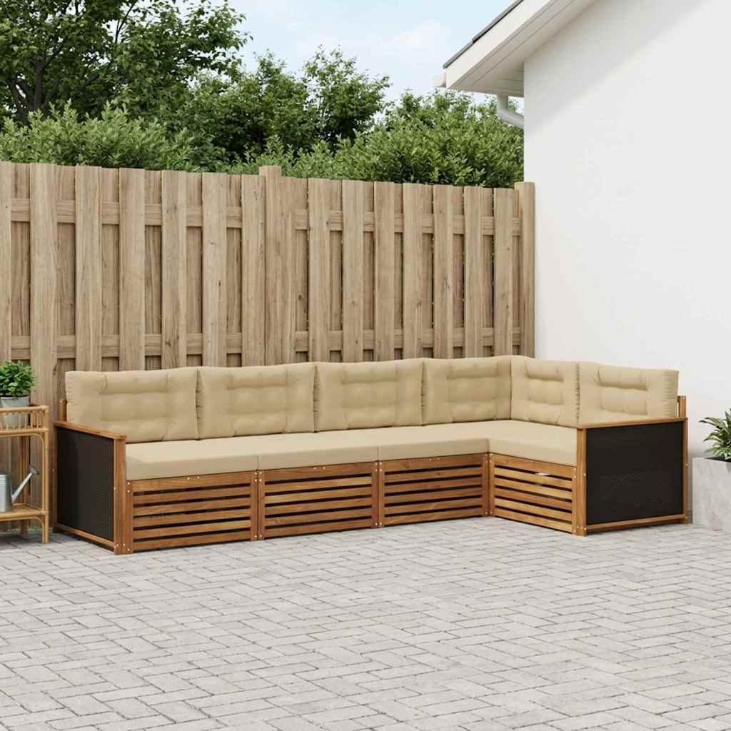 Udendørs sofagruppe 5 pcs Naturlig og Beige 323 x 164,5 x 73 cm
