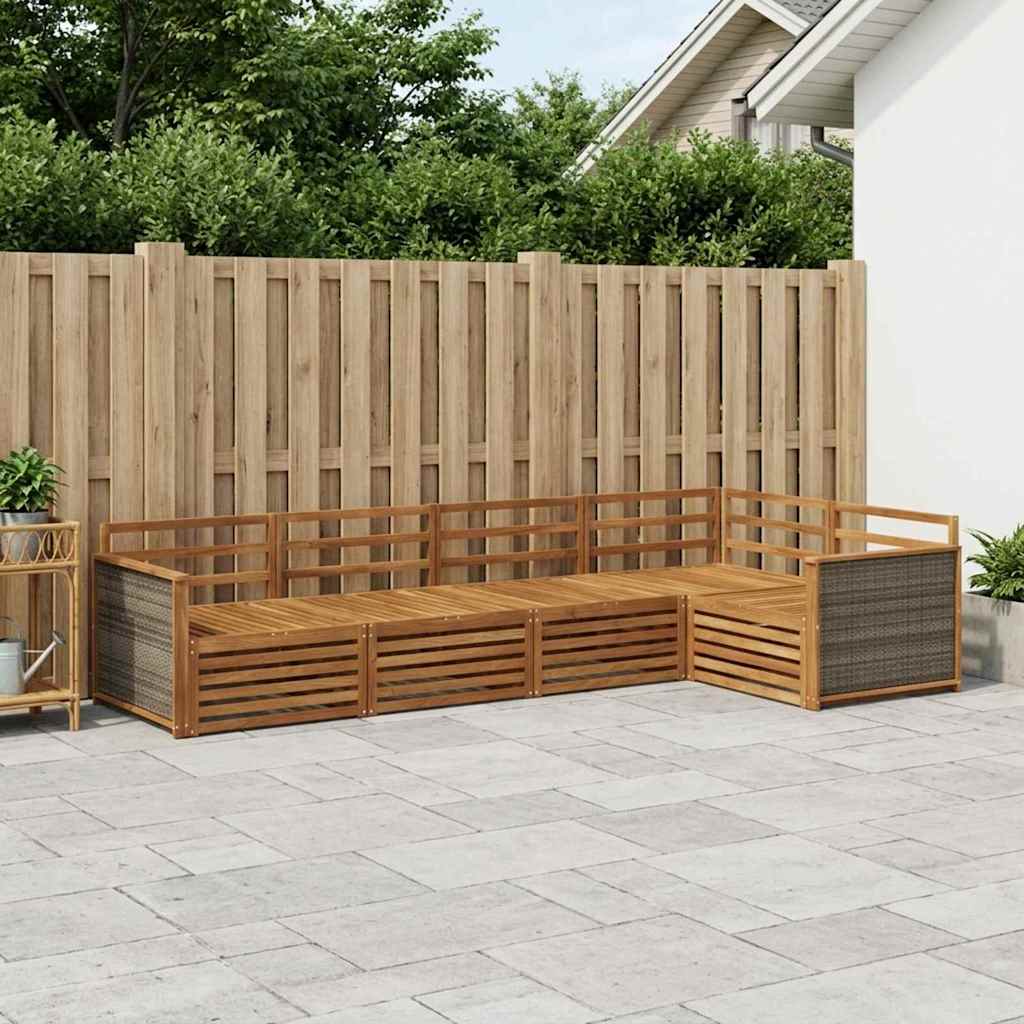 Udendørs sofagruppe 5 pcs Naturfarvet Massivt Akacietræ