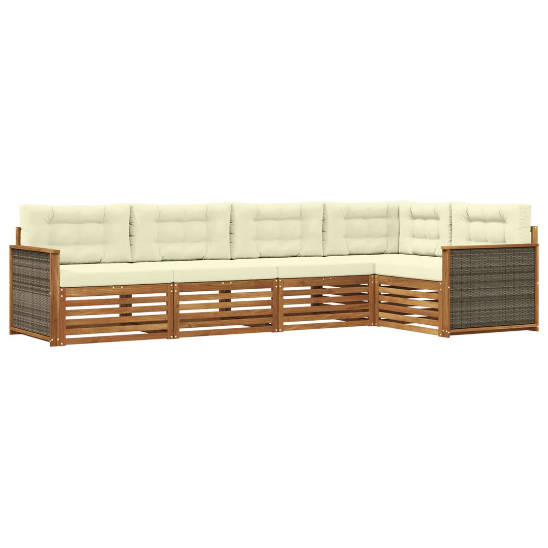 Udendørs sofagruppe med pude 5 pcs Naturlig og Fløde