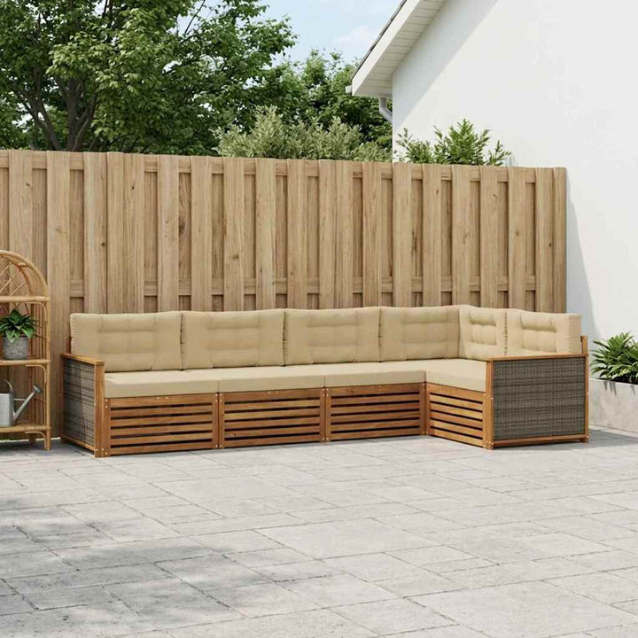 Udendørs sofagruppe med pude 5 pcs Naturlig og Beige