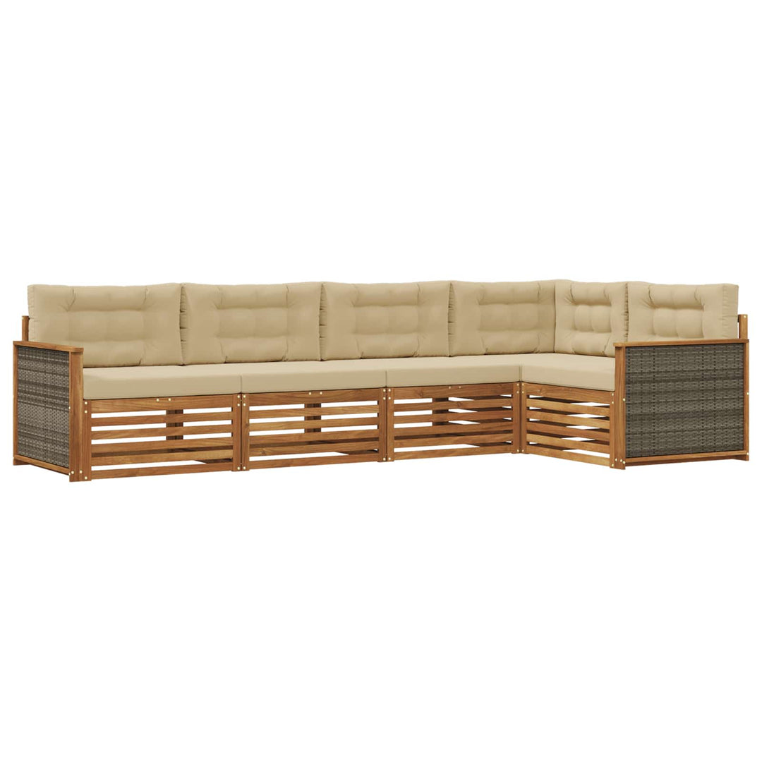 Udendørs sofagruppe med pude 5 pcs Naturlig og Beige