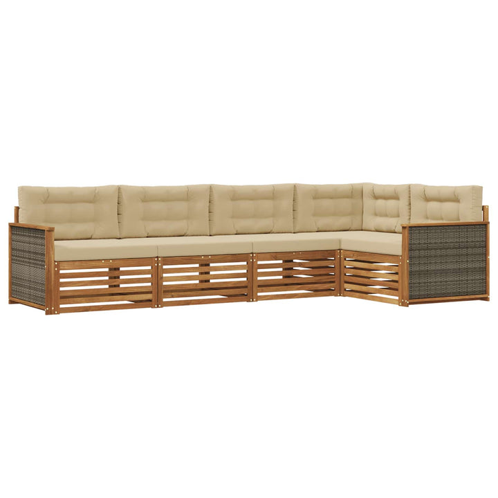 Udendørs sofagruppe med pude 5 pcs Naturlig og Beige