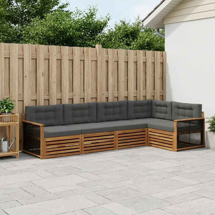 Udendørs sofagruppe med pude 5 pcs Naturlig og Antracit