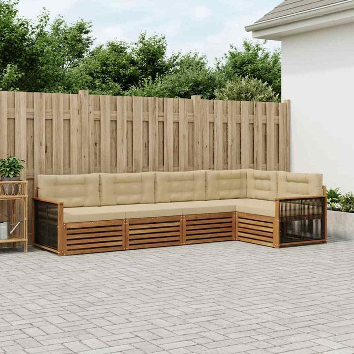 Udendørs sofagruppe med pude 5 pcs Naturlig og Beige