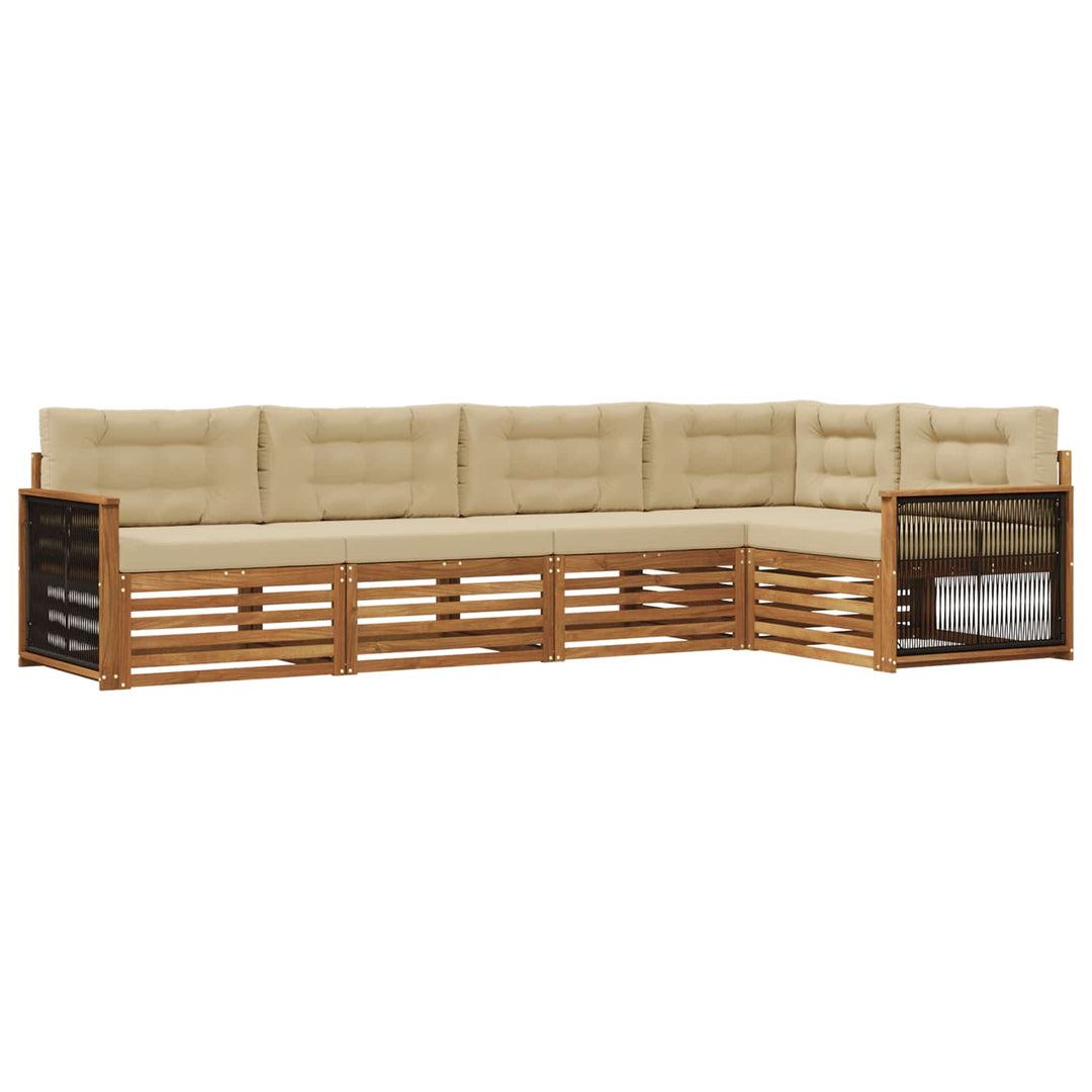 Udendørs sofagruppe med pude 5 pcs Naturlig og Beige