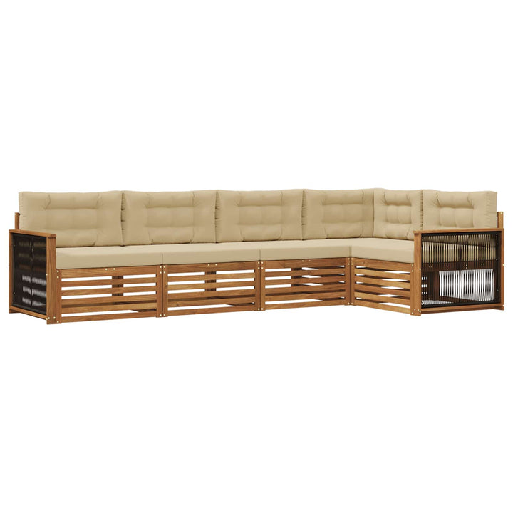 Udendørs sofagruppe med pude 5 pcs Naturlig og Beige